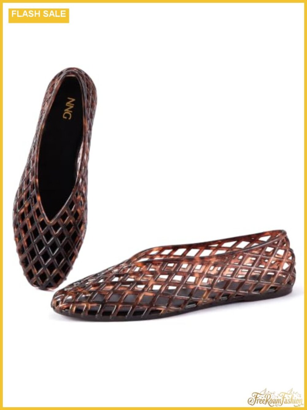Women Clear Jelly Mesh Flat Sandal Breathable Slip On Waterproof Summer Beach